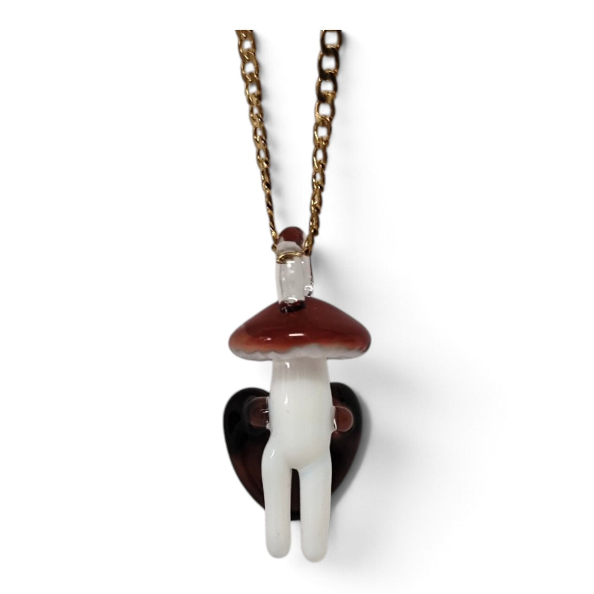 Glass mushroom pendant, side view